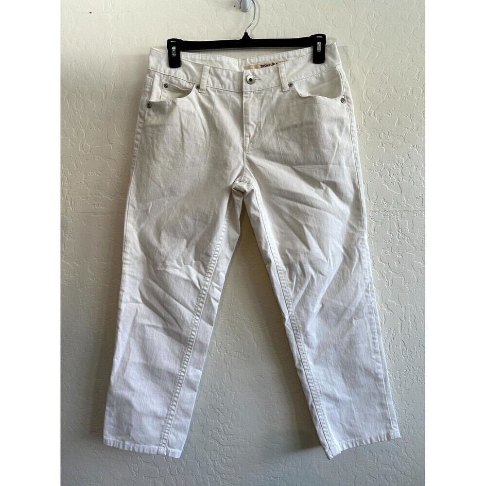 DKNY Stretchโ Mid Rise Denim Straight Crop Jeans Woman's Size 10 White